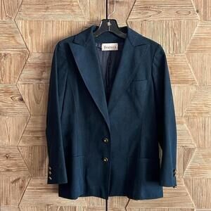 Vintage Abe Schrader Women's Navy Blue Blazer Classic Tailored Style